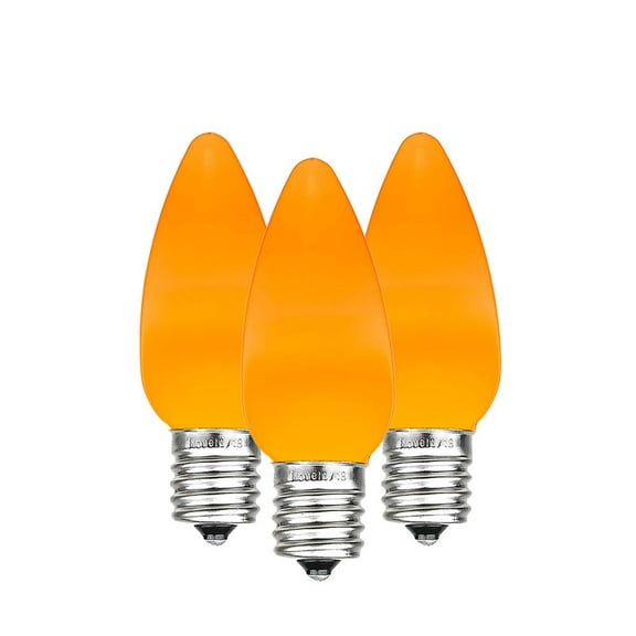 Novelty Lights Orange C7 LED Plastic Ceramic (Opaue) Christmas Replacement Bulbs Dimmable 25 Pack