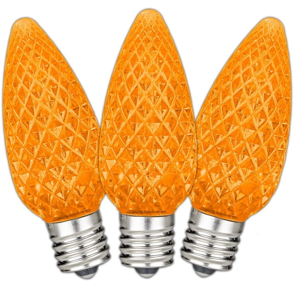 Novelty Lights Orange C9 LED Diamond Faceted Christmas Replacement Bulbs Dimmable 25 Pack