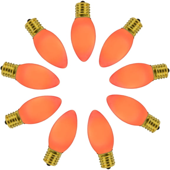 Novelty Lights Orange C9 LED RetroGlo Christmas Replacement Bulbs 25 Pack