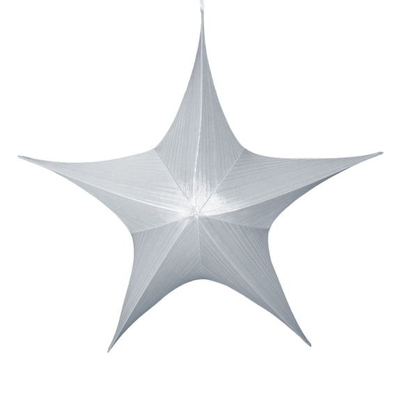 Novelty Lights Ornamental 16" Fold‑Flat Silver Metallic Mesh 3D Folding Star, Lightweight, Ready‑to‑Hang, Flame‑Resistant, Bold Look, Easy Storing