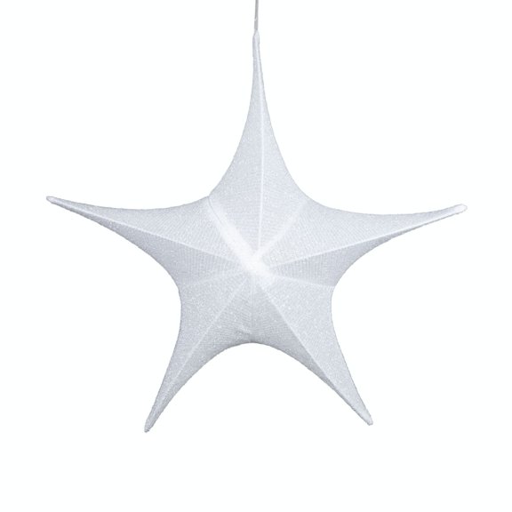 Novelty Lights Ornamental 16" Fold‑Flat White Glitter Mesh 3D Folding Star, Lightweight, Ready‑to‑Hang, Flame‑Resistant, Bold Look, Easy Storing
