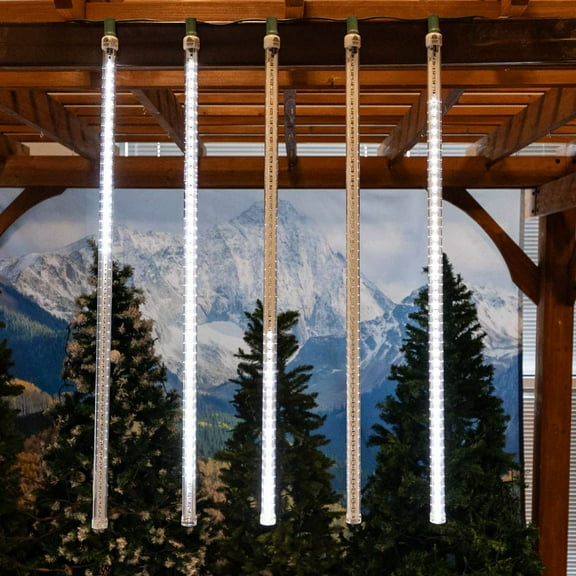 Novelty Lights Pure White 36" LED Cascading Meteor Starfall Tube Icicle Light Pack of 5