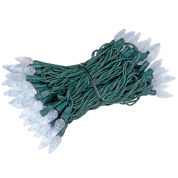 Novelty Lights Pure White C6 LED Christmas String Lights 100 Strawberry Bulbs (Green Wire, 50 Feet)