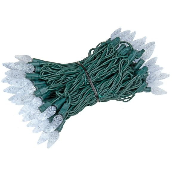 Novelty Lights Pure White C6 LED Christmas String Lights 100 Strawberry Bulbs (Green Wire, 50 Feet)