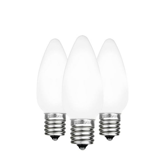 Novelty Lights Pure White C9 LED Plastic Ceramic (Opaue) Christmas Replacement Bulbs Dimmable 25 Pack