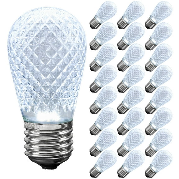 Novelty Lights Pure White Faceted S14 Hanging LED String Light Replacement Bulbs E26 Medium Base 1 Watt