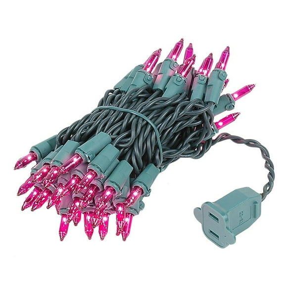 Novelty Lights Purple 50 Light Incandescent Mini Christmas String Lights Green Wire 11 Feet