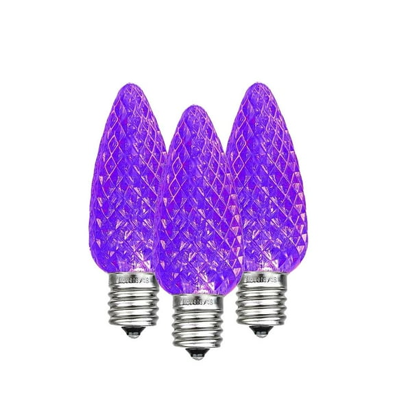 Novelty Lights Purple C7 LED Faceted Christmas Replacement Bulbs Dimmable 25 Pack