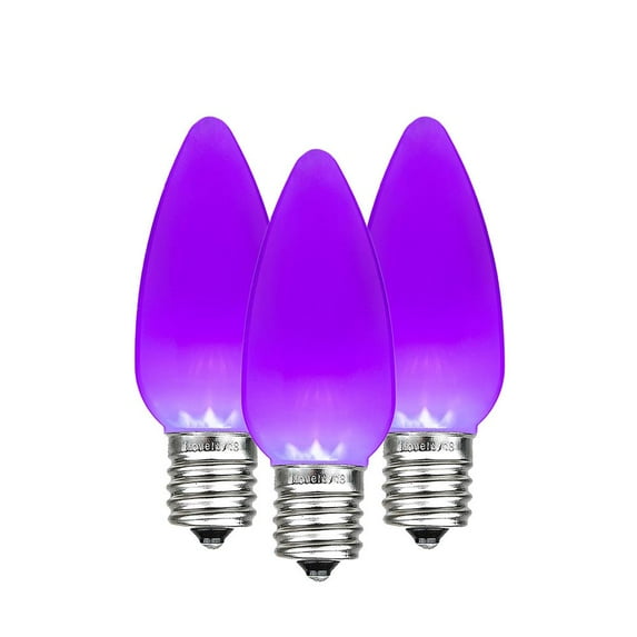 Novelty Lights Purple C9 LED Plastic Ceramic (Opaue) Christmas Replacement Bulbs Dimmable 25 Pack