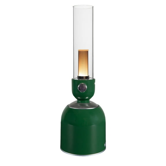 Festive Living Rechargeable 3-in-1 Camping Lantern w/Bluetooth Speaker, Oil Diffuser, Dimmable w/3 White Tone Options, Classic Style with Green Finish