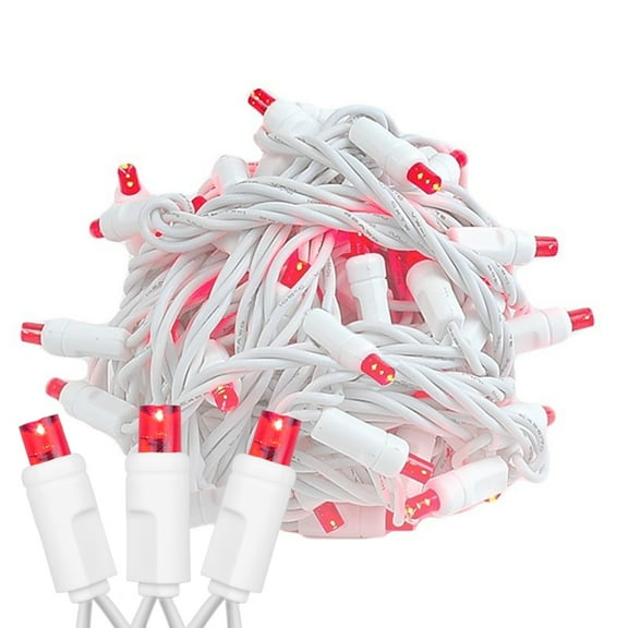 Novelty Lights Red 100 LED Christmas Mini Light Set (white Wire, 34 Feet)
