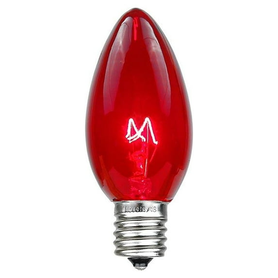 Novelty Lights Red C7 Incandescent Traditional Vintage Christmas Replacement Bulbs 5 Pack