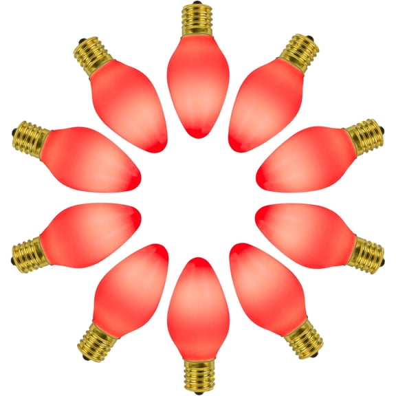 Novelty Lights Red C7 LED RetroGlo Christmas Replacement Bulbs 25 Pack