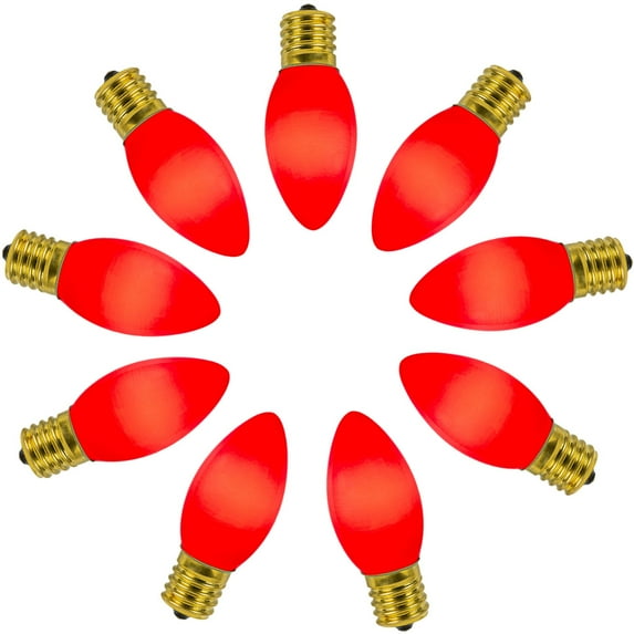 Novelty Lights Red C9 LED RetroGlo Christmas Replacement Bulbs 25 Pack