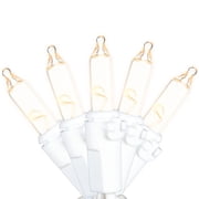 Novelty Lights RetroGlo  LED Mini Lights, 10 Clear Bulbs on White Wire, 3.5ft with 4 Spacing, Incandescent Style Glow, 2700K Warm White Core