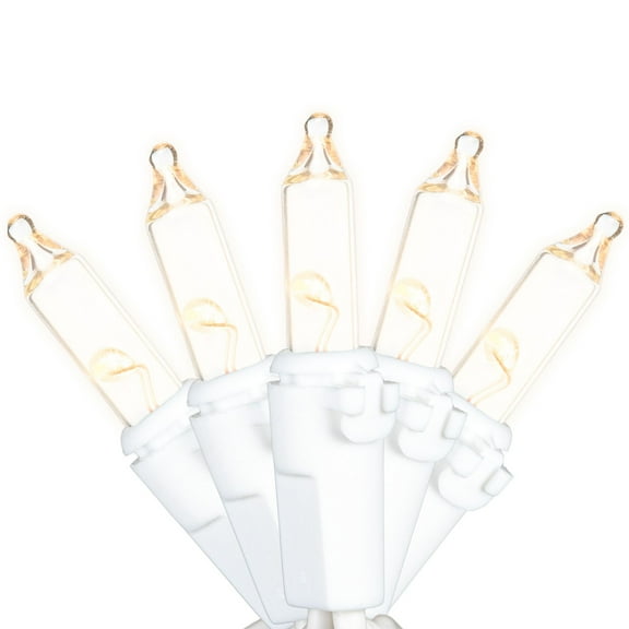 Novelty Lights RetroGlo® LED Mini Lights, 10 Clear Bulbs on White Wire, 3.5ft with 4" Spacing, Incandescent Style Glow, 2700K Warm White Core