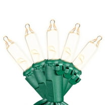 Novelty Lights RetroGlo® LED Mini Lights, 100 Clear Bulbs on Green Wire, 22ft with 2.5" Spacing, Incandescent Style Glow, 2700K Warm White Core