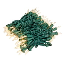 Novelty Lights RetroGlo® LED Mini Lights, 100 Clear Bulbs on Green Wire, 22ft with 2.5" Spacing, Incandescent Style Glow, 2700K Warm White Core