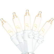 Novelty Lights RetroGlo® LED Mini Lights, 100 Clear Bulbs on White Wire, 50ft with 6" Spacing, Incandescent Style Glow, 2700K Warm White Core