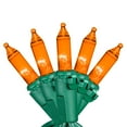thumbnail image 1 of Novelty Lights RetroGlo® LED Mini Lights, 100 Orange Bulbs on Green Wire, 50ft with 6" Spacing, Incandescent Style Glow, 2700K Warm White Core, 1 of 4