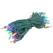 Novelty Lights RetroGlo® LED Mini Lights, 50 Ceramic Multicolor Bulbs on Green Wire, 25ft with 6" Spacing, Incandescent Look, 2700K Warm White Core