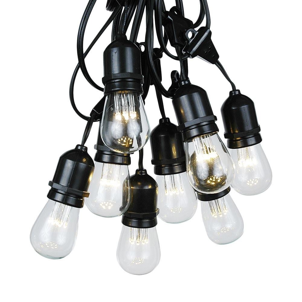 48-Foot Black Wire Warm White LED Outdoor String Lights with Clear Bulbs