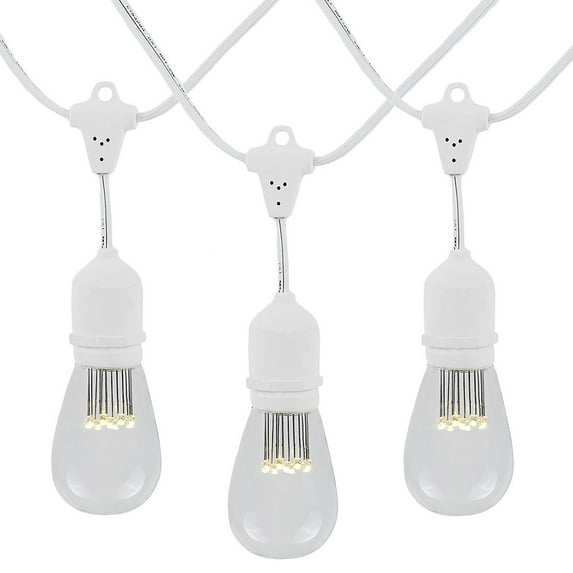 Novelty Lights S14 Warm White LED Edison Outdoor String Lights with 25 Bulbs Vintage Bulbs White Wire 37.5 Feet