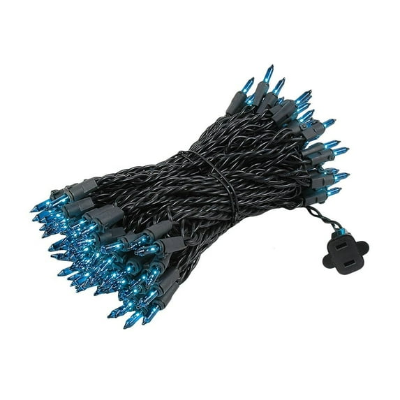 Novelty Lights Teal 100 Light Incandescent Mini Christmas String Lights Black Wire 50 Feet
