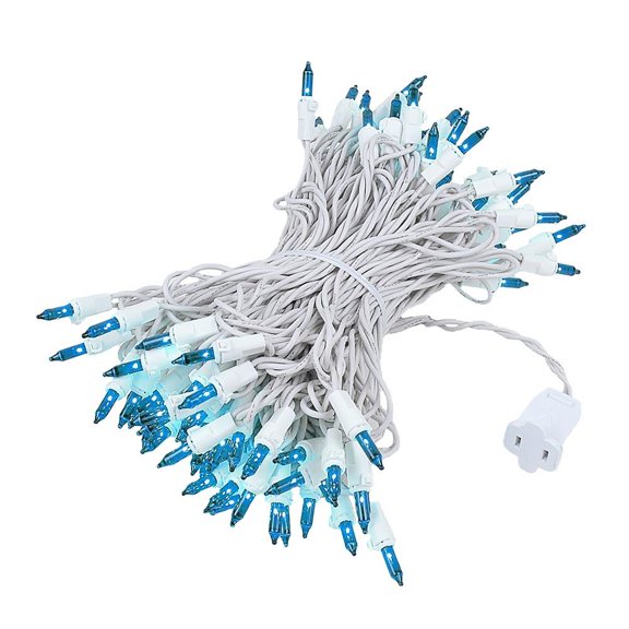 Novelty Lights Teal 100 Light Incandescent Mini Christmas String Lights White Wire 50 Feet