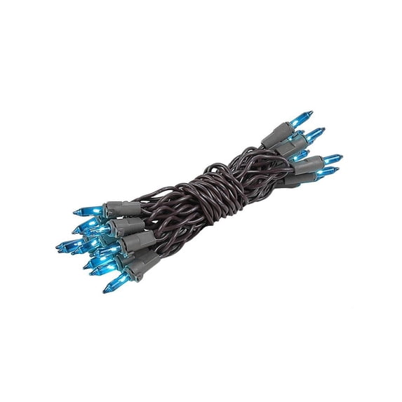 Novelty Lights Teal 20 Light Incandescent Craft Mini Christmas String Lights Brown Wire 8.5 feet