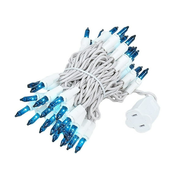 Novelty Lights Teal 50 Light Incandescent Mini Christmas String Lights White Wire 11 Feet