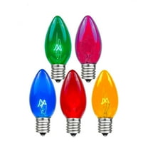 Novelty Lights Twinkle Multicolor C9 Incandescent Traditional Vintage Christmas Replacement Bulbs 25 Pack