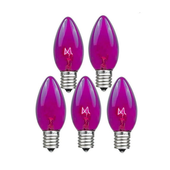 Novelty Lights Twinkle Purple C9 Incandescent Traditional Vintage Christmas Replacement Bulbs 25 Pack