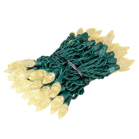 Novelty Lights Warm White C6 LED Christmas String Lights 70 Strawberry Bulbs (Green Wire, 24 Feet)