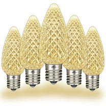 Novelty Lights Warm White C9 LED Faceted Christmas Replacement Bulbs Dimmable 25 Pack