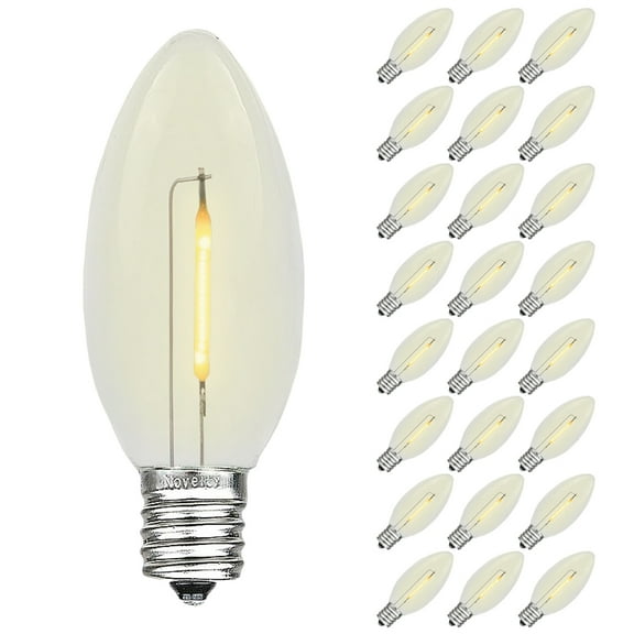 Novelty Lights Warm White C9 LED Shatterproof Plastic Christmas Replacement Bulbs 25 Pack