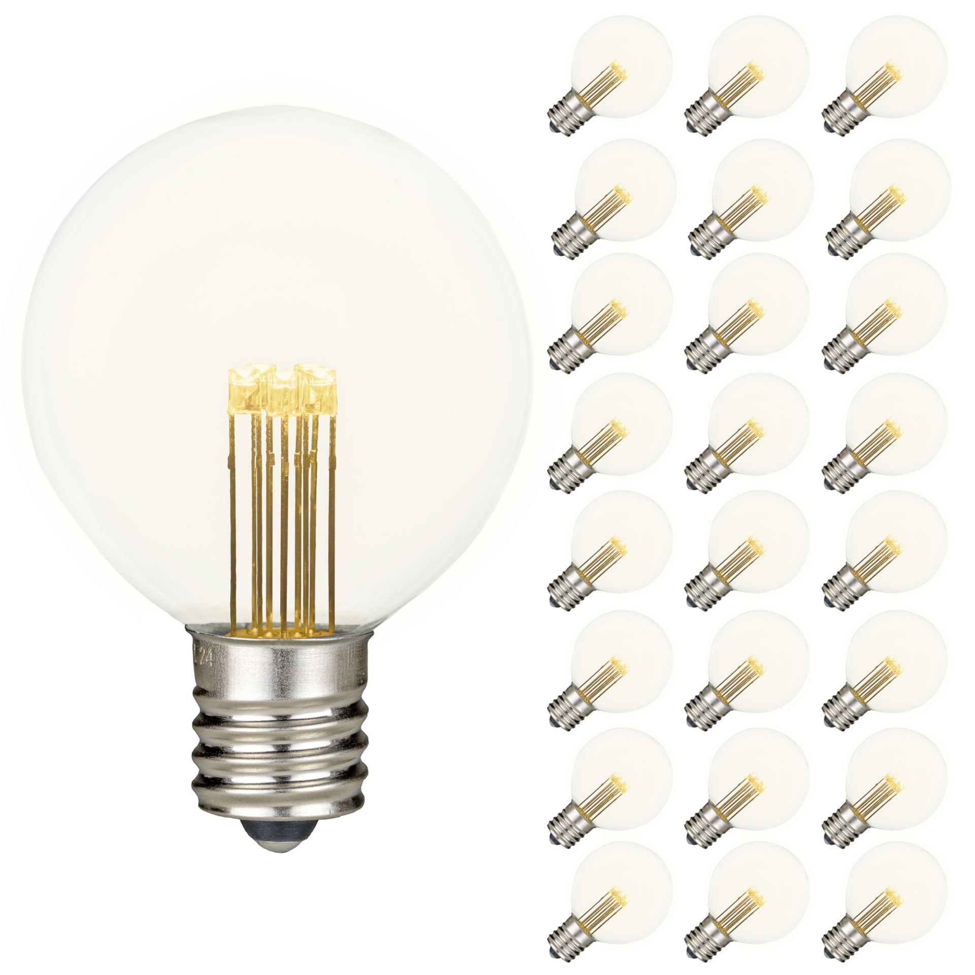 Clear Warm White G50 LED Globe Bulbs, 25 Pack