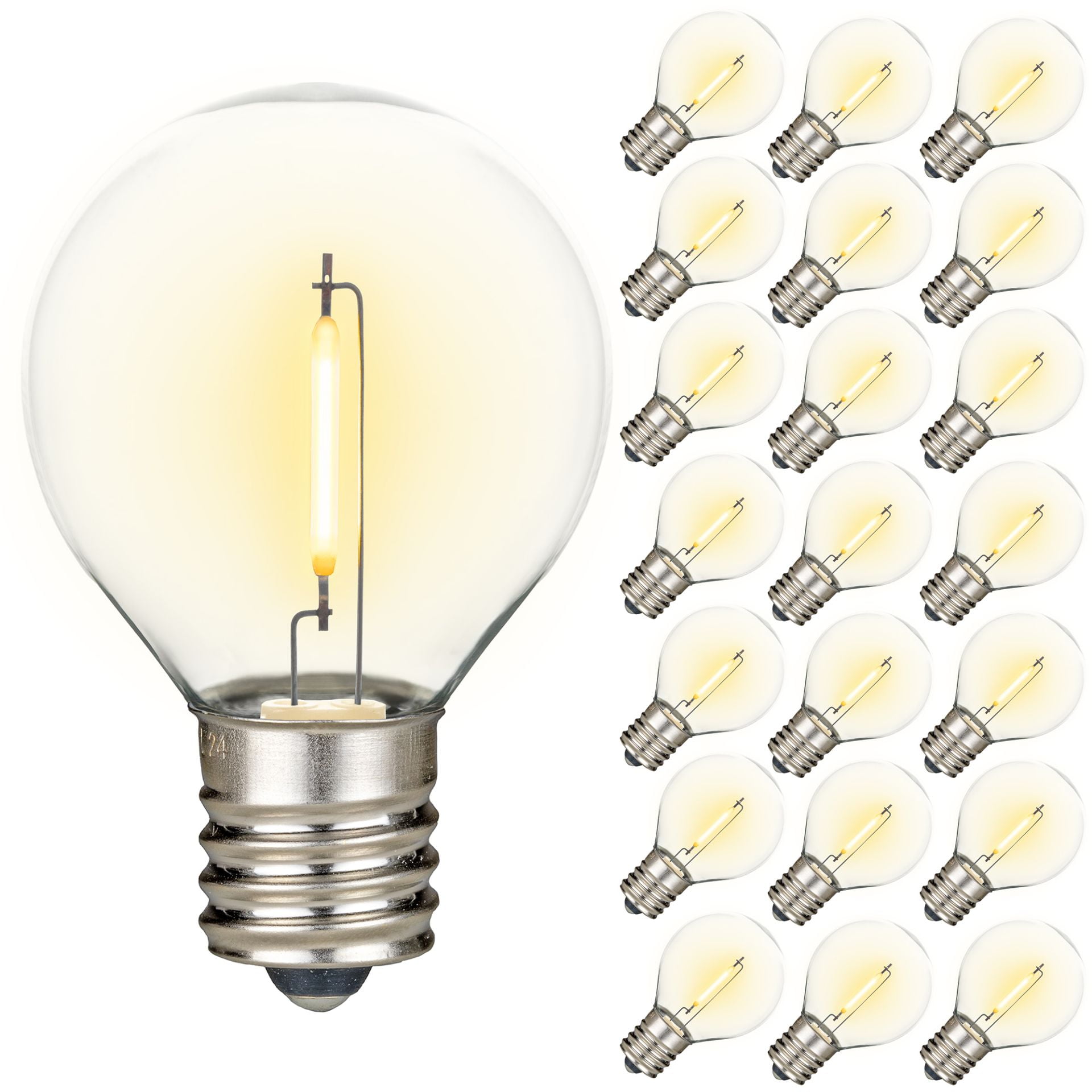 Novelty Lights Warm White Plastic G30 Globe Hanging LED String Light Replacement Bulbs E12 Candelabra Base 1 Watt