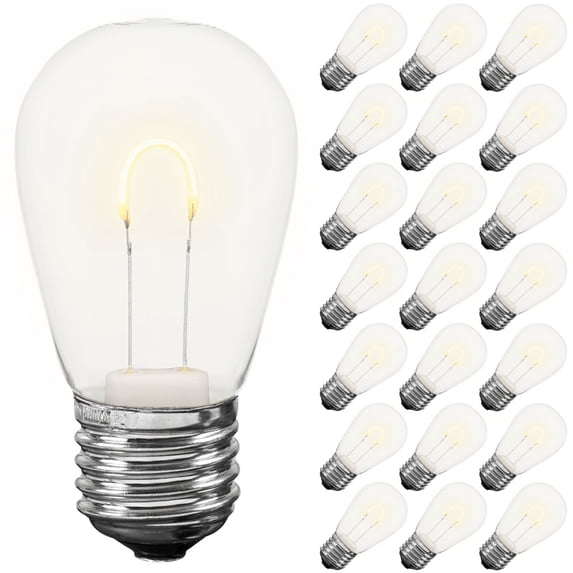 Novelty Lights Warm White S14 Hanging LED String Light Flex Filament Glass Replacement Bulbs E26 Medium Base 1 Watt