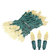 Novelty Lights Warm White True Twinkle (100% Twinkle) C6 LED Christmas String Lights 70 Strawberry Bulbs (Green Wire, 24 Feet)