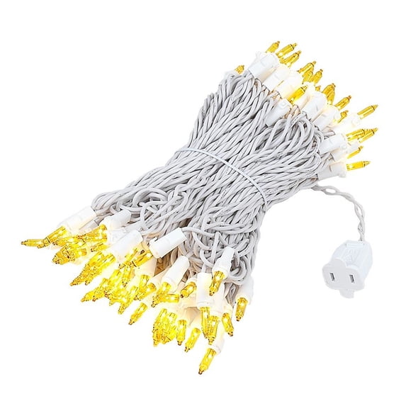 Novelty Lights Yellow 100 Light Incandescent Mini Christmas String Lights White Wire 50 Feet