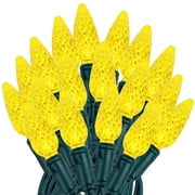 Novelty Lights Yellow C6 LED Christmas String Lights 70 Strawberry Bulbs (Green Wire, 24 Feet)