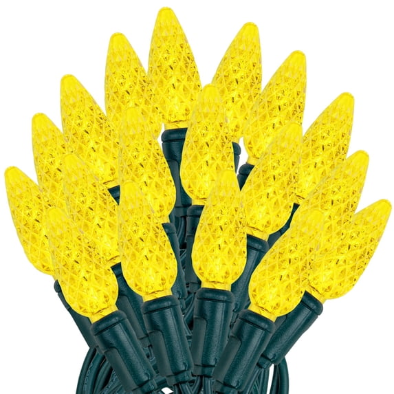 Novelty Lights Yellow C6 LED Christmas String Lights 70 Strawberry Bulbs (Green Wire, 24 Feet)