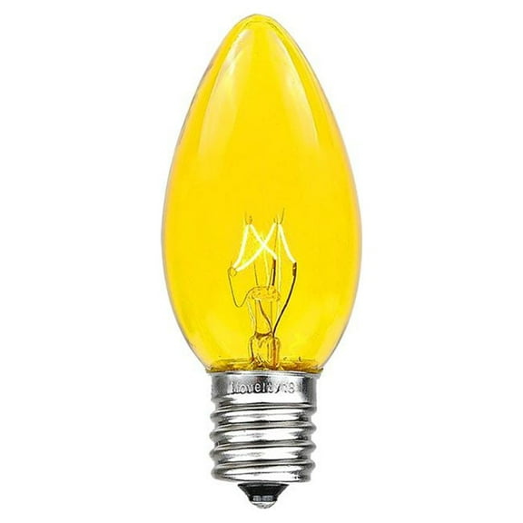 Novelty Lights Yellow C7 Incandescent Traditional Vintage Christmas Replacement Bulbs 25 Pack