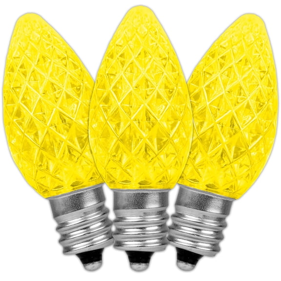 Novelty Lights Yellow C7 LED Diamond Faceted Christmas Replacement Bulbs Dimmable 25 Pack