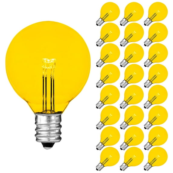 Novelty Lights Yellow Glass G40 Globe Hanging LED String Light Replacement Bulbs E12 Candelabra Base