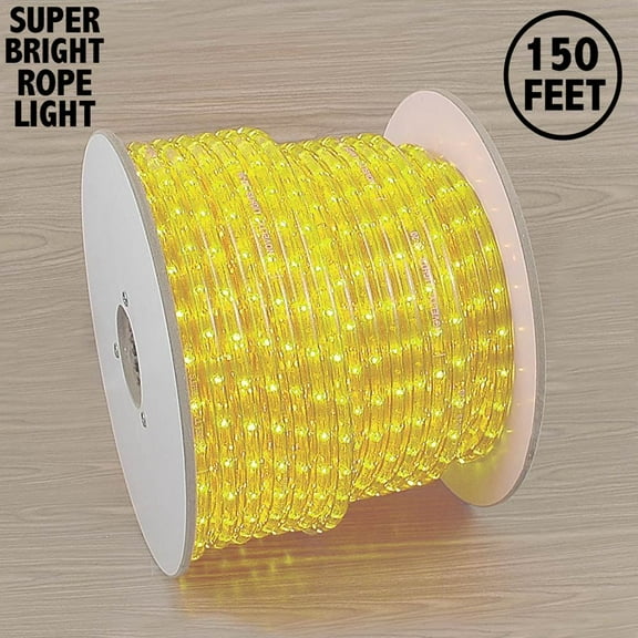 Novelty Lights Yellow Incandescent Rope Light Spool, 1/2" Diameter,  Customizable, 150 Feet