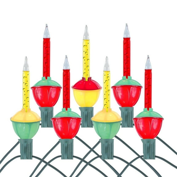 Novelty Lights Yellow and Red Bubble Light and Stringer Set, C7/E12 Candelabra Base, 6 Feet