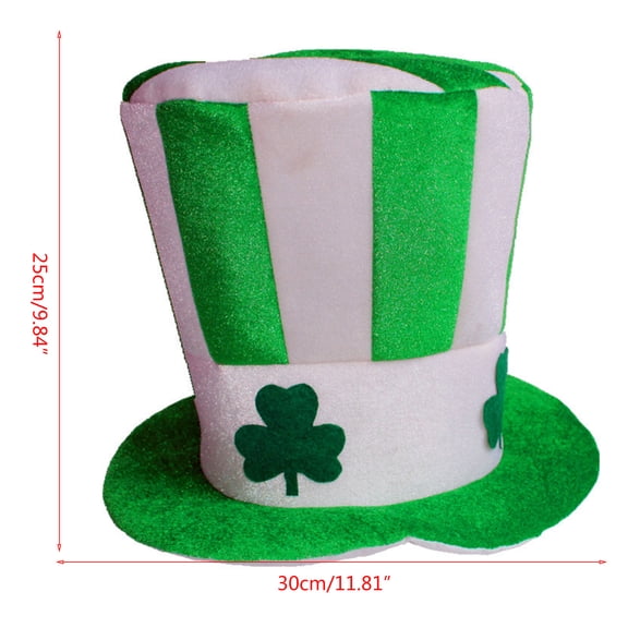 Novelty Lucky Hat Top Hat Stove Pipe Hat Top Hat Green with Shamrocks Eire All-match for Women