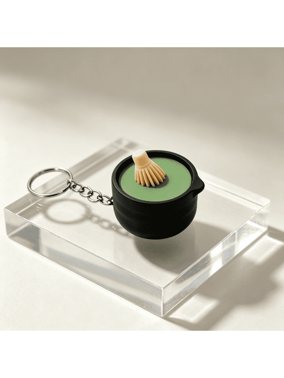 Novelty Matcha Sound Clicker Keychain, Cute Keychain Realistic Japanese Matcha Bowl Plastic Fidget Toy, Keychains PocketSized EDC Accessory, Backpack Charm & FoodTheme Holiday Gift